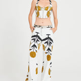 Printed Pants With Gold Chain Details