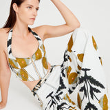 Printed Pants With Gold Chain Details