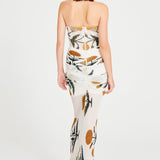 Printed Strapless Maxi Dress With Drape Details