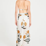 Printed Halter Neck Crop Top With Gold Accessory Detail