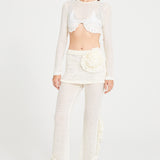 Crochet Pants With Ruffle And Flower