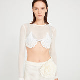 Crochet Pants With Ruffle And Flower