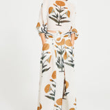Printed Maxi Skirt With Gold Sequined Belt Detail