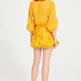 Orange Mini Skirt With Ruffle Details