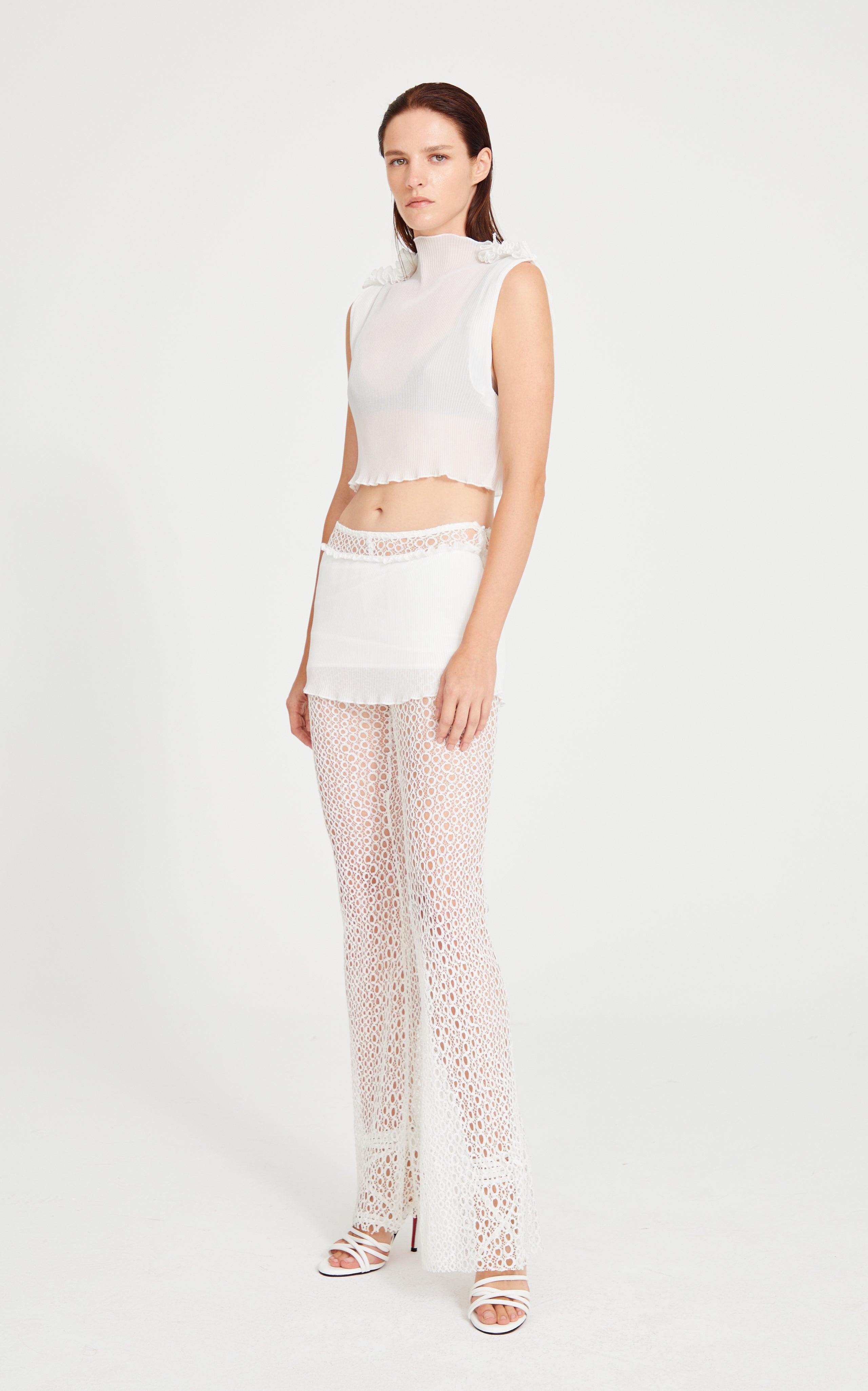 White Lace Pants With Skirt Detail – RAISA VANESSA INT