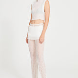 White Lace Pants With Skirt Detail