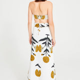 Printed Midi Skirt With Belt And Gold Accessory Details