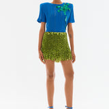 Sequined Mini Skirt With Fringes