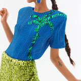 Sequined Mini Skirt With Fringes