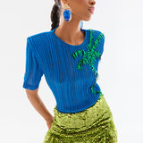 Sequined Mini Skirt With Fringes