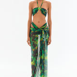 Patterned Tulle Sarong With Tie Detail