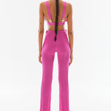Knit Flare Pants With Gold Buckles