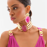 Knit V Neck Crop Top With Gold Buckles