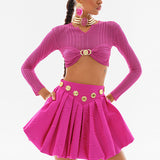 Mini Balloon Faille Skirt With Gold Buckles