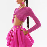 Mini Balloon Faille Skirt With Gold Buckles