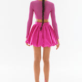 Mini Balloon Faille Skirt With Gold Buckles