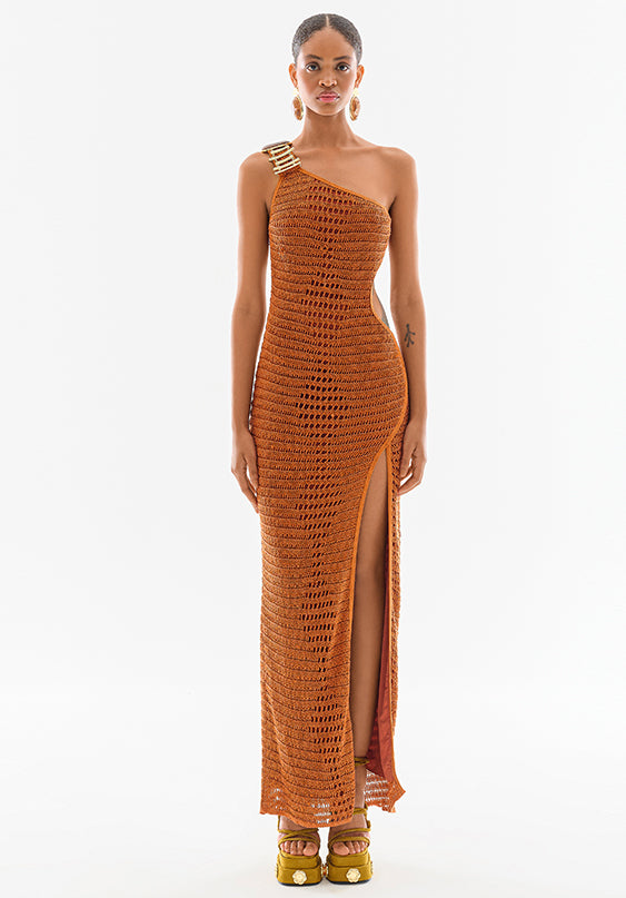 one shoulder cutout maxi dress AFRM Shai Asymmetric One-Sleeve Cutout Maxi Dress