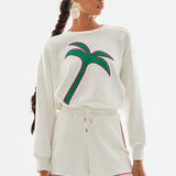 Palm Embroidered Knit Sweatshirt