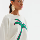 Palm Embroidered Knit Sweatshirt