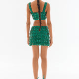 Hand Embroidered Mini Skirt With Crystal-Embellishments