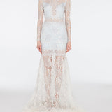 Lace Feather Embellished Maxi Dress