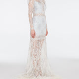 Lace Feather Embellished Maxi Dress