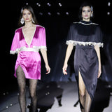 Beaded Satin Mini Dress