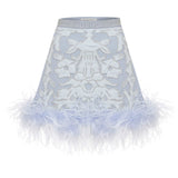 Beaded Feather Embellished Mini Skirt