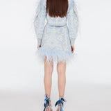 Beaded Feather Embellished Mini Skirt