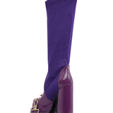 Purple Long Knit Sock Detailed Platform Shoes