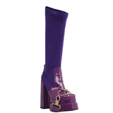 Purple Long Knit Sock Detailed Platform Shoes