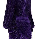 Velvet Glitter Draped Mini Dress