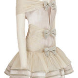 Off Shoulder Ruffled Cutout Mini Dress