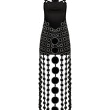 Metallic Embellishment Halter Neck Midi Dress