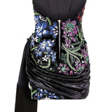 Crystal Embellished Floral Detailed Strapless Mini Dress With Franges