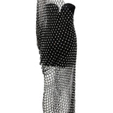 Crystal Embroidered One Shoulder Midi Dress