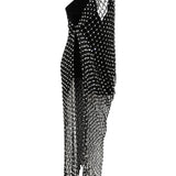 Crystal Embroidered One Shoulder Midi Dress