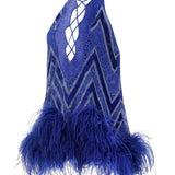 Crystal Embellished Lazer Cut Velvet Mini Dress