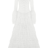 Knit Embroided Top With Silck Chiffon Details On Skirt