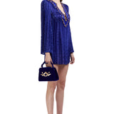 Hand-Made Crystal Embellished Chiffon Mini Dress