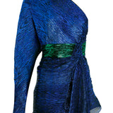 Glittered One Shoulder Pleated Mini Dress