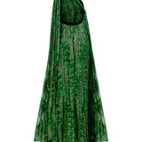 Gold Glittered Pleated Lace Maxi Dress