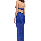 Crystal Embellished Silk Velvet Face Maxi Dress