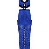 Crystal Embellished Silk Velvet Face Maxi Dress