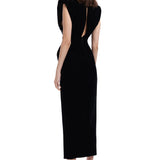 Crystal Embellishment Midi Dress With High Slit