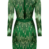 Crystal Embellished Lace Zigzag Mini Dress With Cutout Details