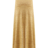 Glittered Knit Midi Skirt With High Slit and Bow Detail