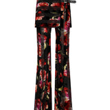 Red Flower Printed Stretchy Pants