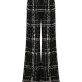 Black & White Plaid Sequin Embellished Tweed Pants