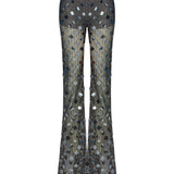 Anthracite Handmade Knitted Sequin Embroidered Pants With Mini Lining